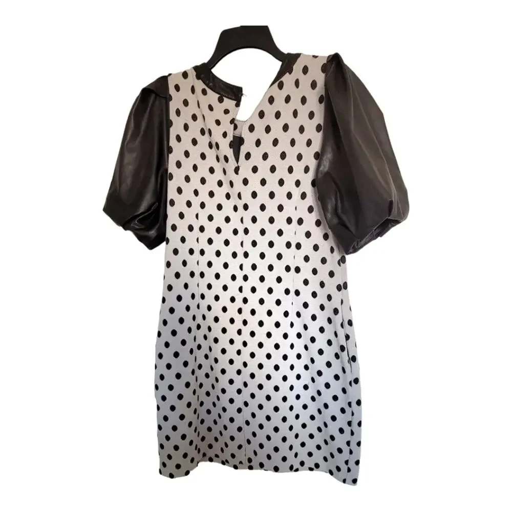 Dot-print Faux Leather - Sleeve Shift Dress, New York & Company - Picture 2 of 5